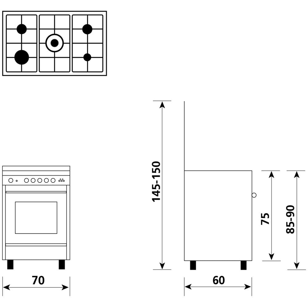 U765Vi Unica 70x60 4 Fuochi Gas Piu Tripla Corona Forno A Gas Ventilato 4 Selezioni Multichef Porta Full Glass Classe A Inox - Foto 3