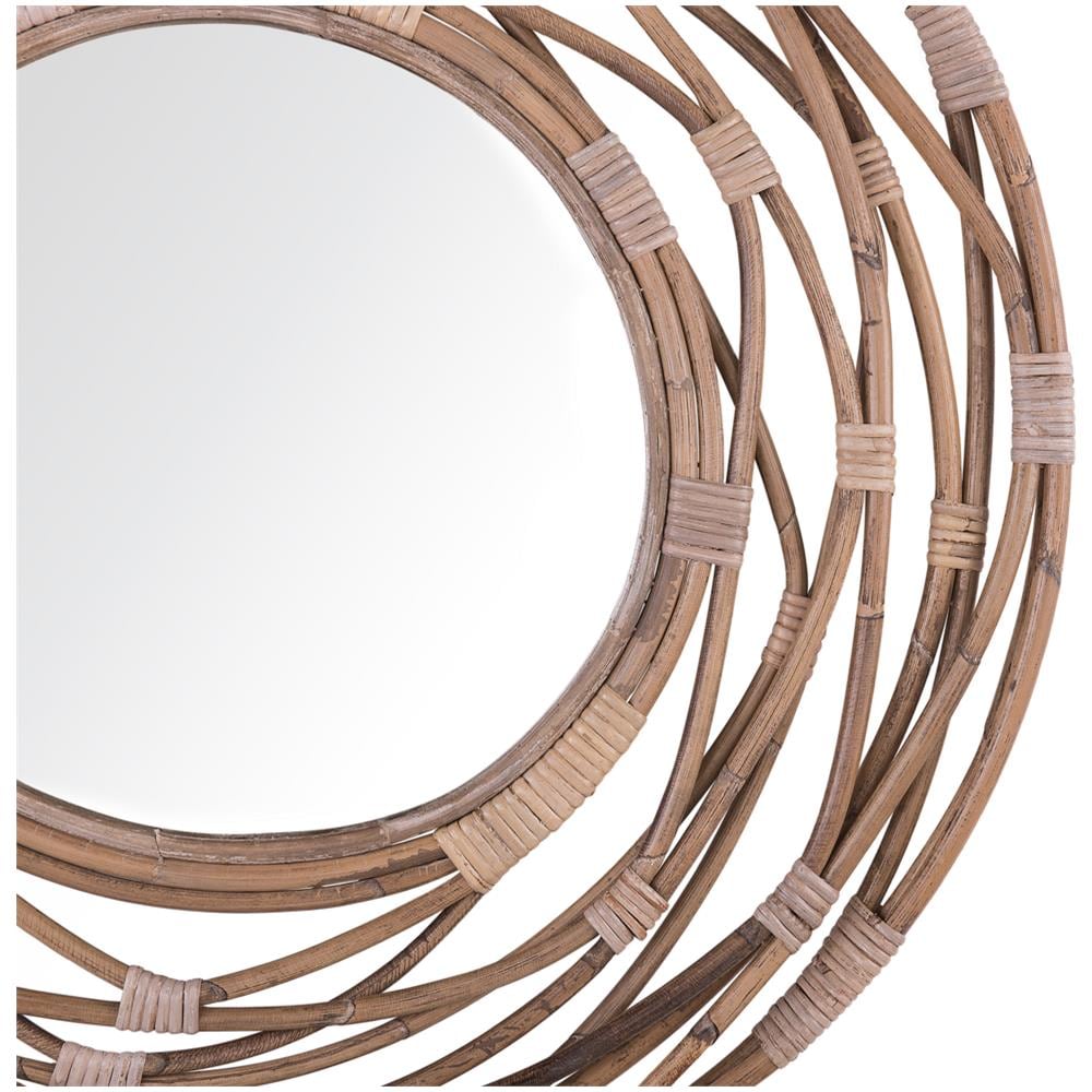 Specchio Da Muro In Rattan Color Beige Sabbia Ø 75 Cm Burgis - Foto 2