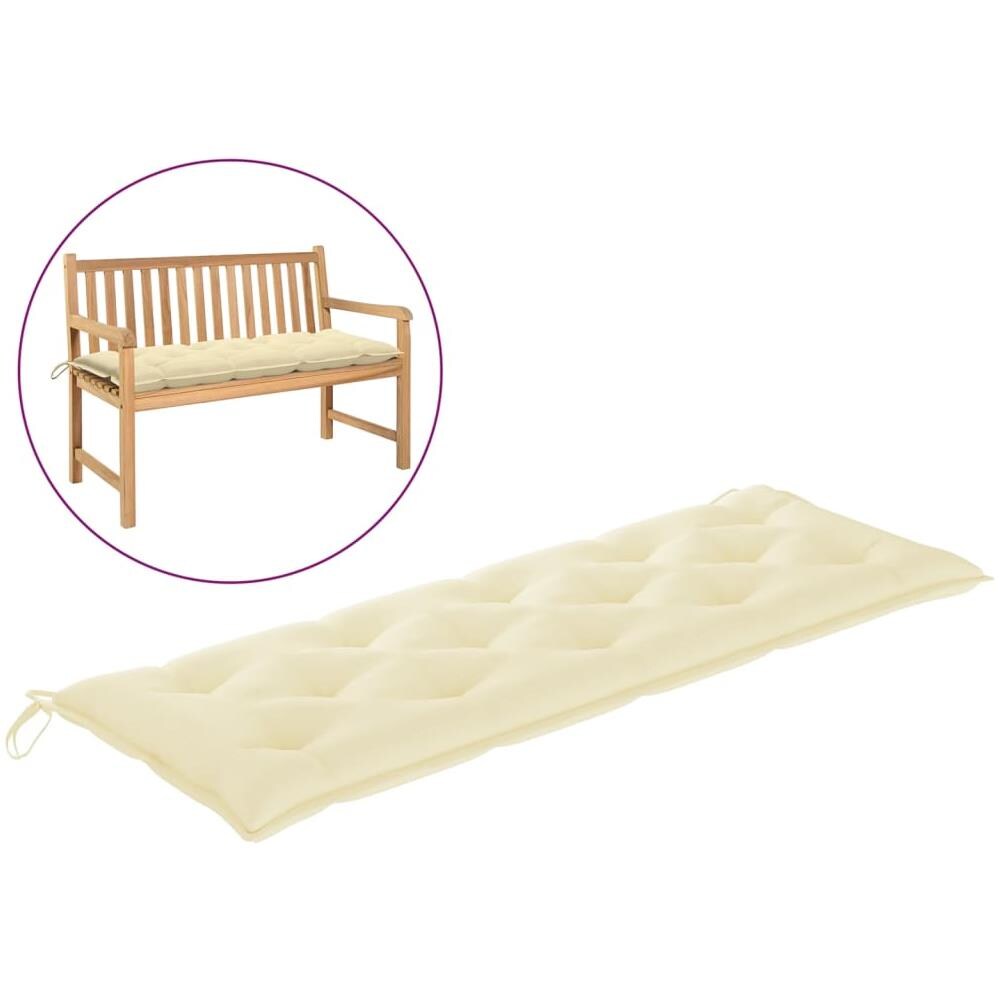 Cuscino per Panca da Giardino Bianco Crema 150x50x7 cm Tessuto - Foto 1