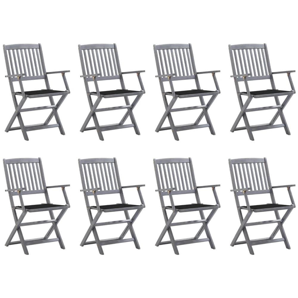 Sedie da Giardino Pieghevoli 8 pz con Cuscini Massello Acacia - Foto 1