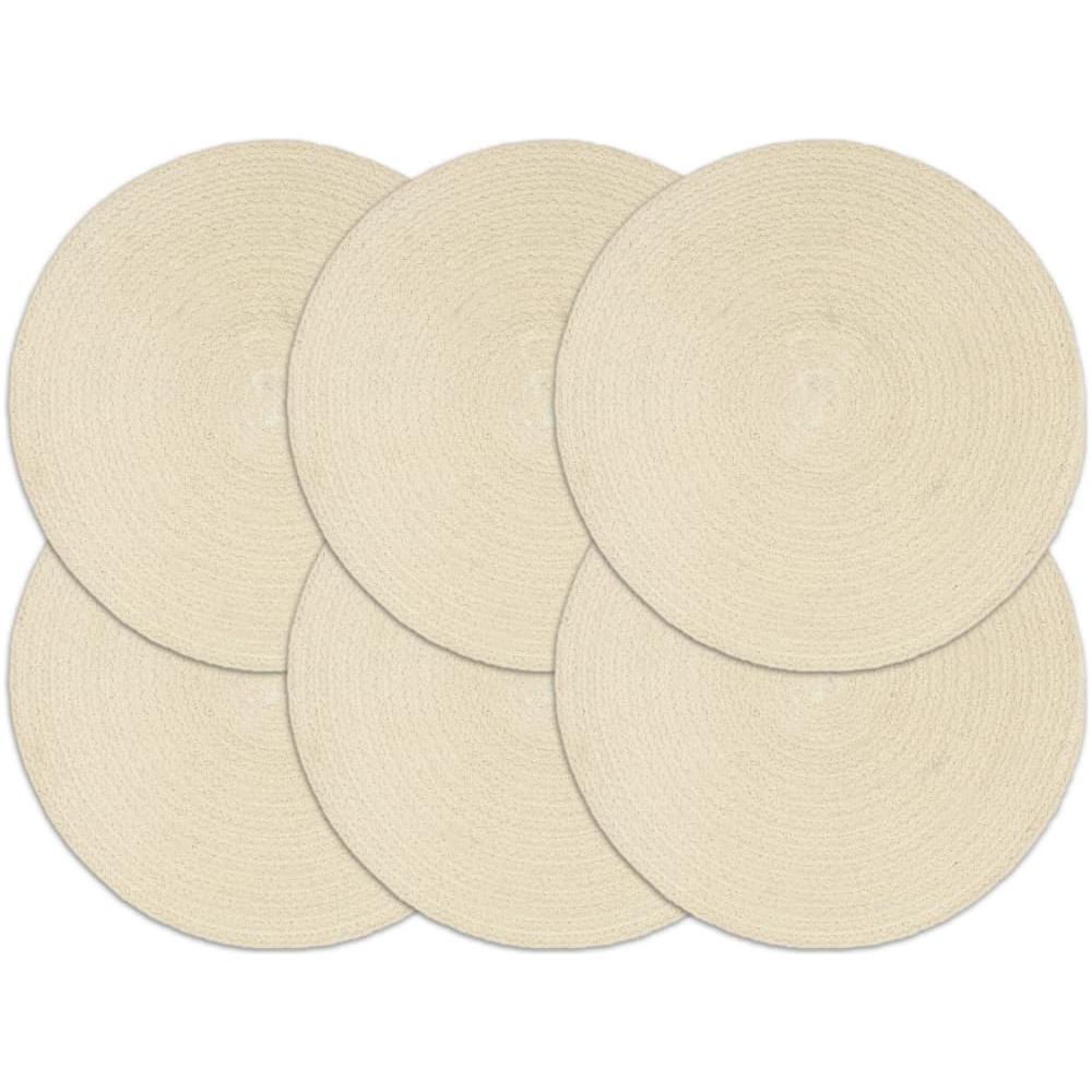 Tovagliette 6 Pz Naturale Neutro 38 Cm Rotonde In Cotone - Foto 1