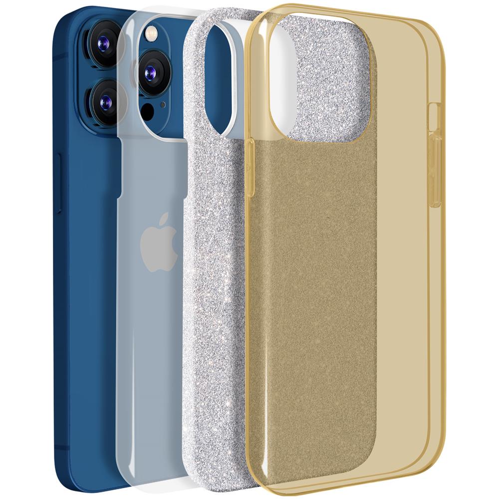 Cover Iphone 13 Pro Silicone Semi-rigido Con Paillette Amovibili Oro - Foto 2