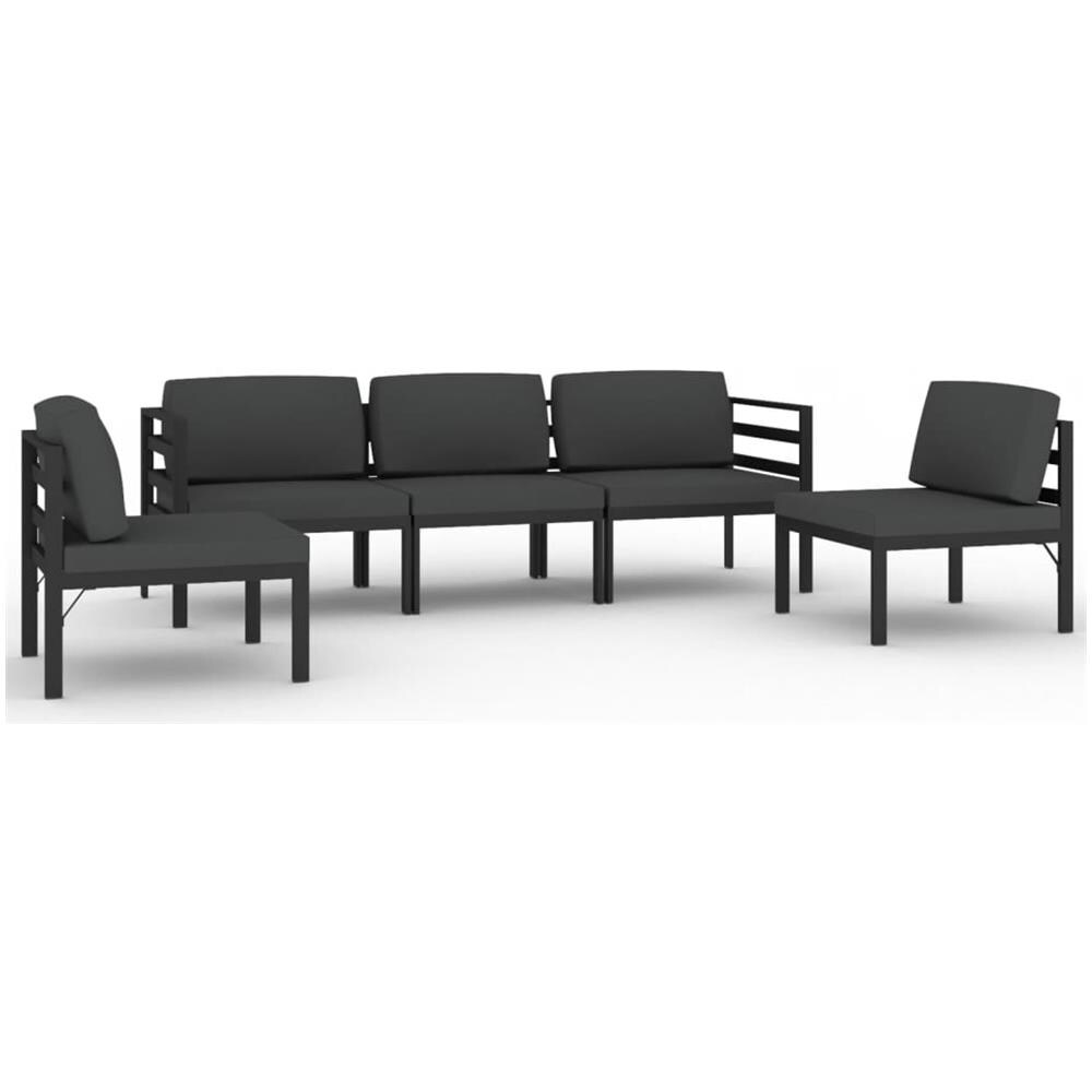 Set Divani Da Giardino 5 Pz Con Cuscini In Alluminio Antracite - Foto 2