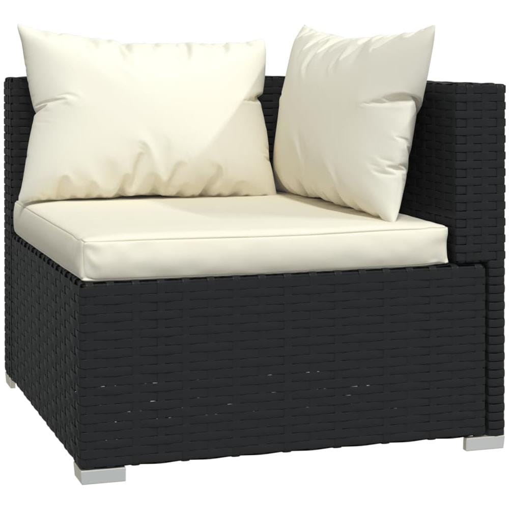 Set Salotto Da Giardino 7 Pz Con Cuscini In Polyrattan Nero - Foto 2