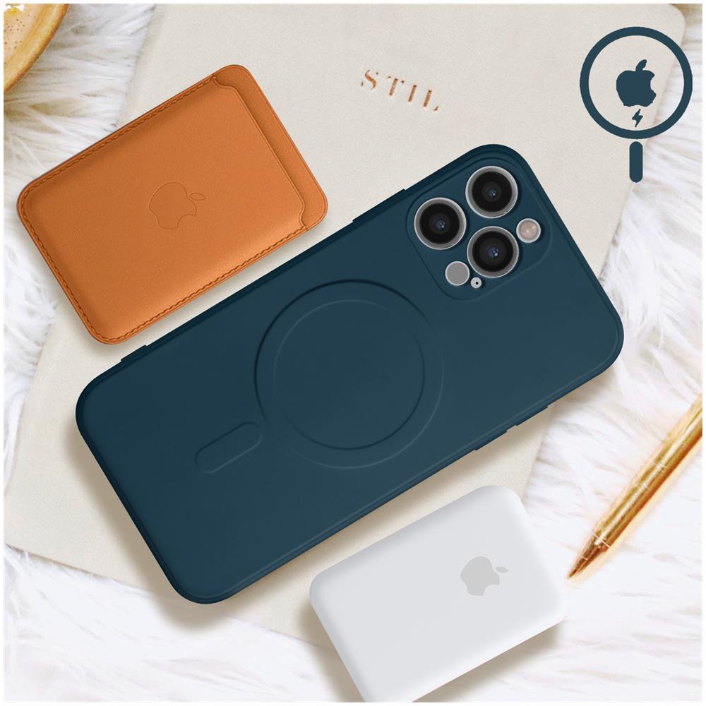 Cover Magsafe Iphone 12 Pro Max Silicone Flessibile Mag Cover Blu Scuro - Foto 2