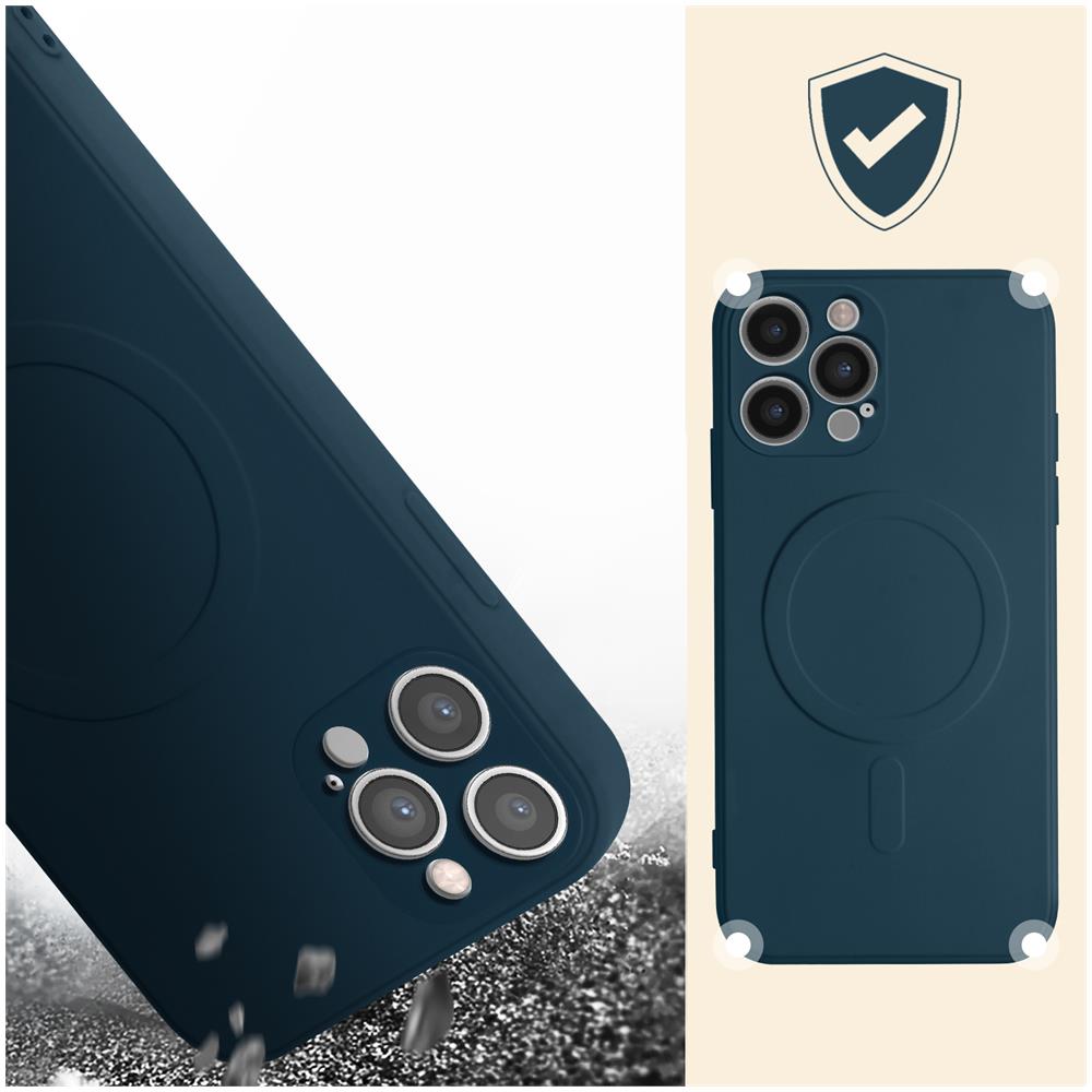 Cover Magsafe Iphone 12 Pro Max Silicone Flessibile Mag Cover Blu Scuro - Foto 5