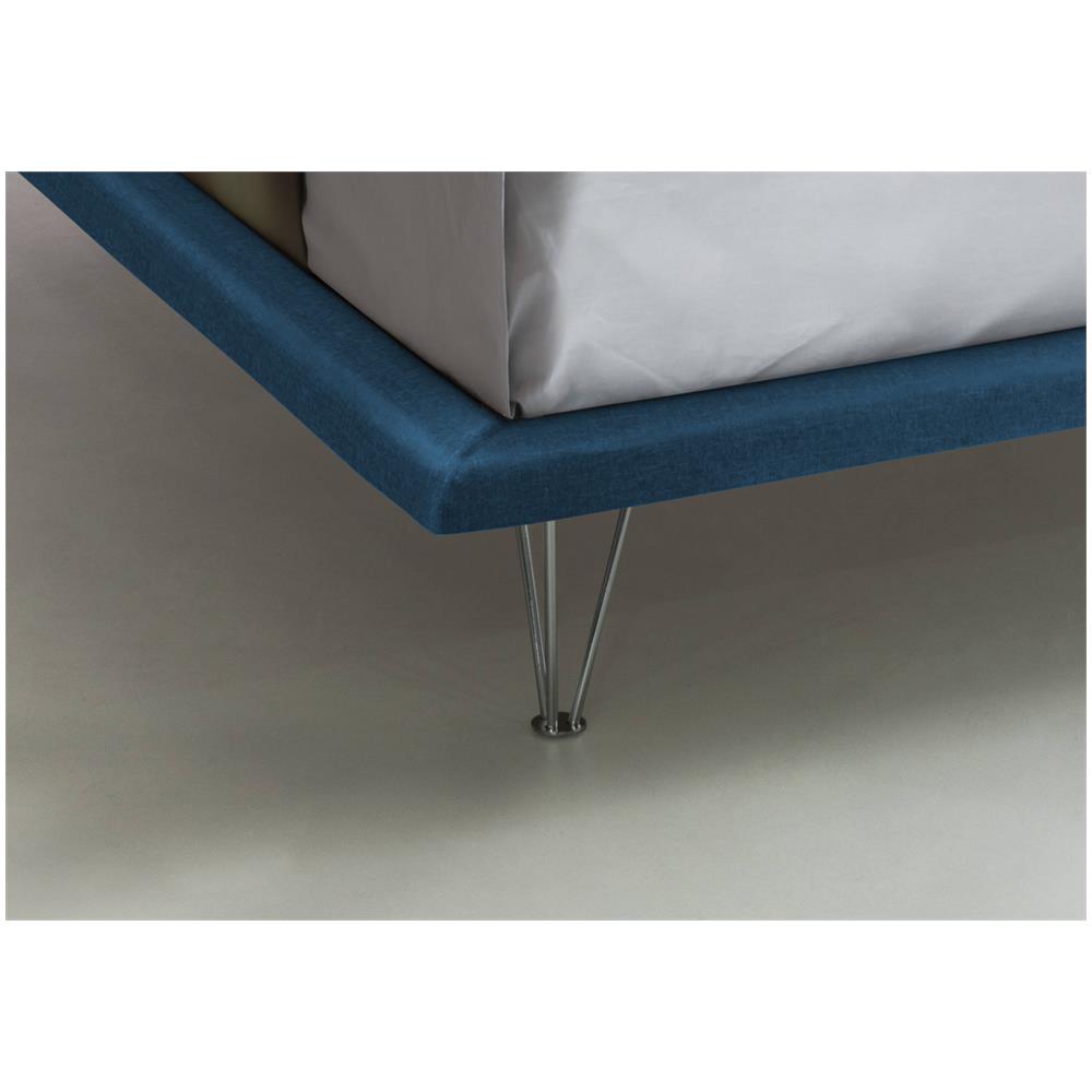 Letto Matrimoniale Linda, Letto Fisso In Tessuto Con Piedini, 100% Made In Italy, Adatto Per Materasso Cm 160x200, Blu - Foto 3