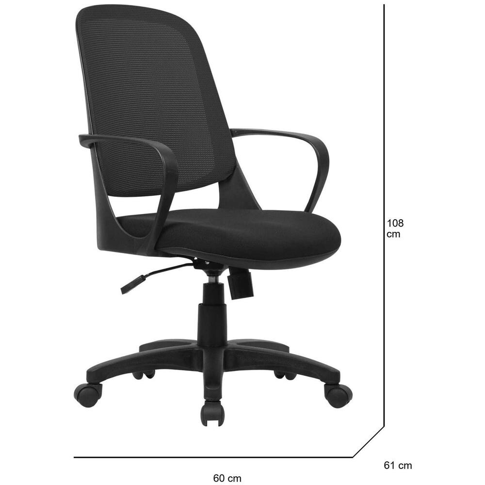 Sedia Da Ufficio Coffs, Poltrona Operativa A Rete Con Braccioli, Seduta Ergonomica Da Ufficio, 61x60h99/108 Cm, Nero - Foto 2