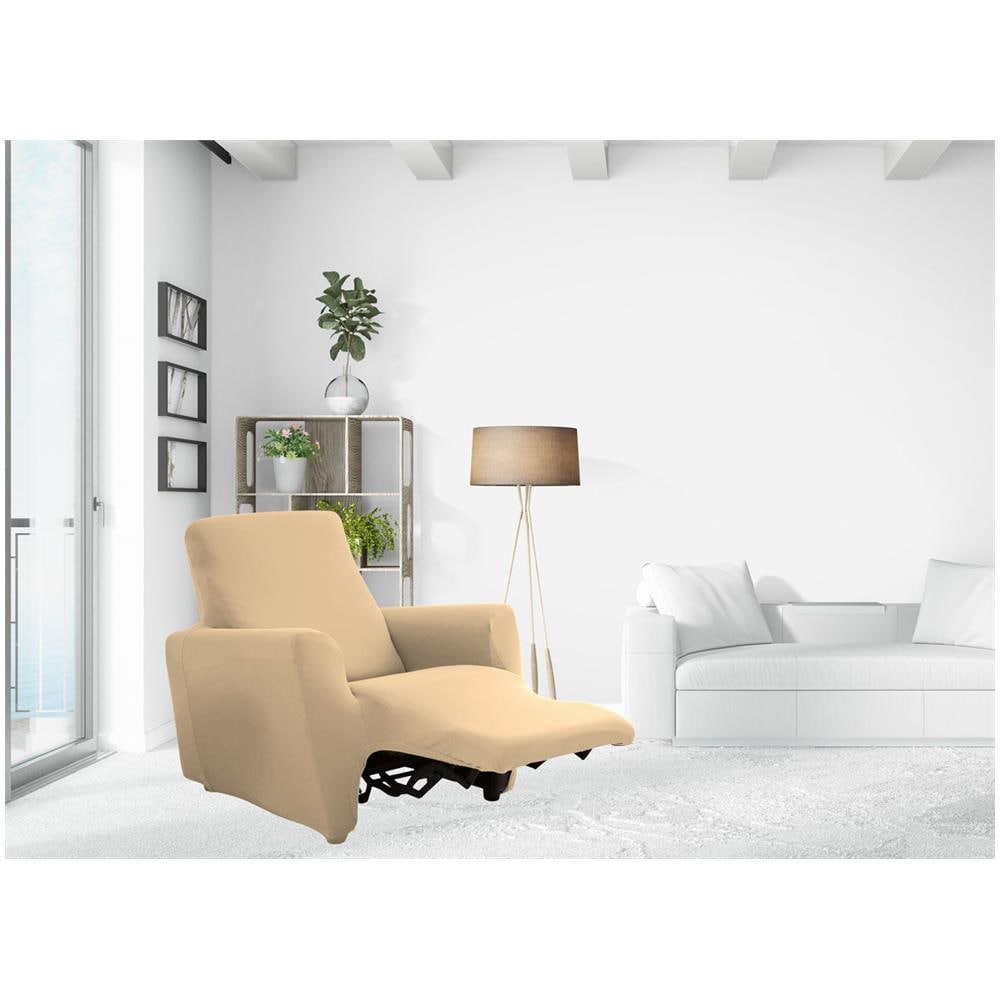 Copripoltrona Reclinabile Elasticizzato Antimacchia Magic Tinta Unita Panna Poltrona Relax Idrorepellente - Foto 1
