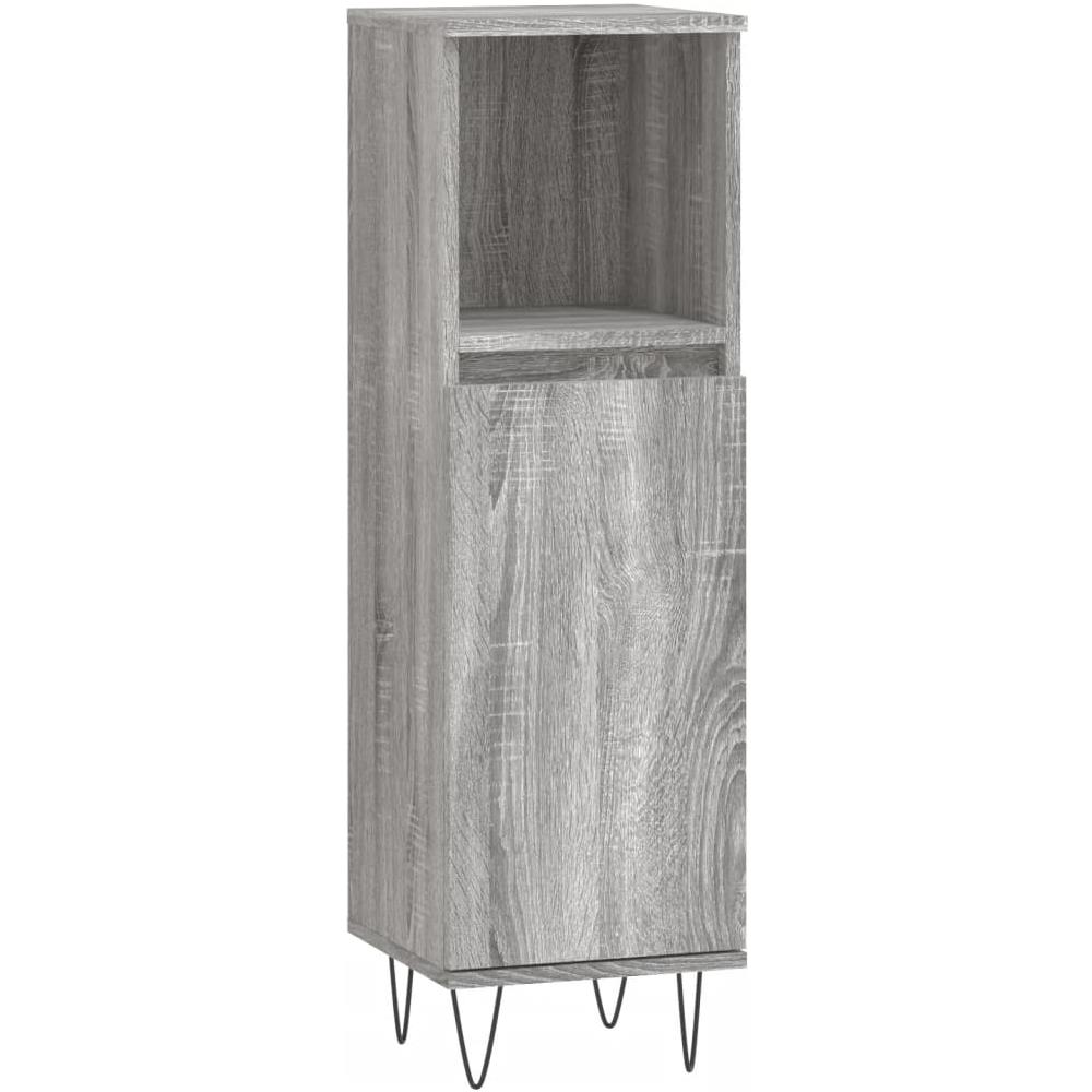 Armadietto Bagno Grigio Sonoma 30x30x100cm In Legno Multistrato - Foto 2