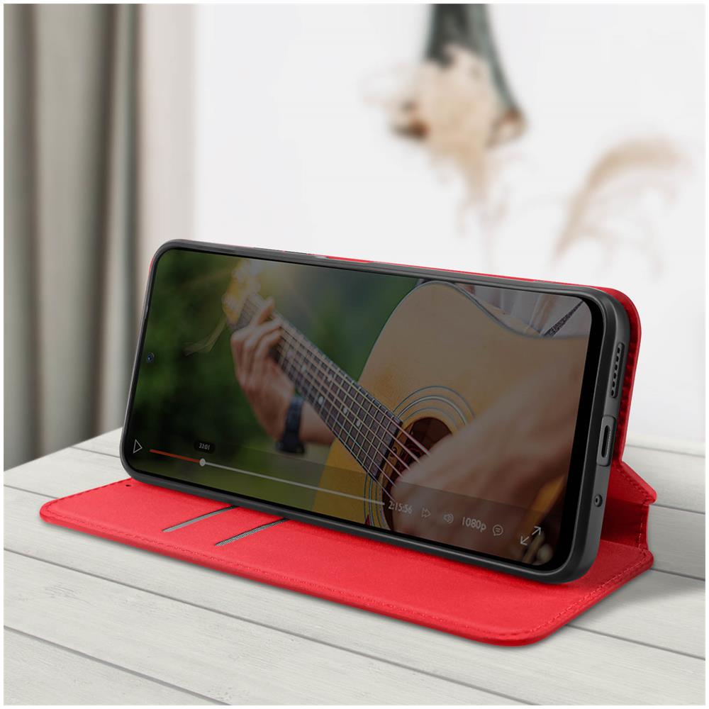 Custodia Per Xiaomi Redmi 12 Portafoglio Funzione Supporto Video Rossa - Foto 2