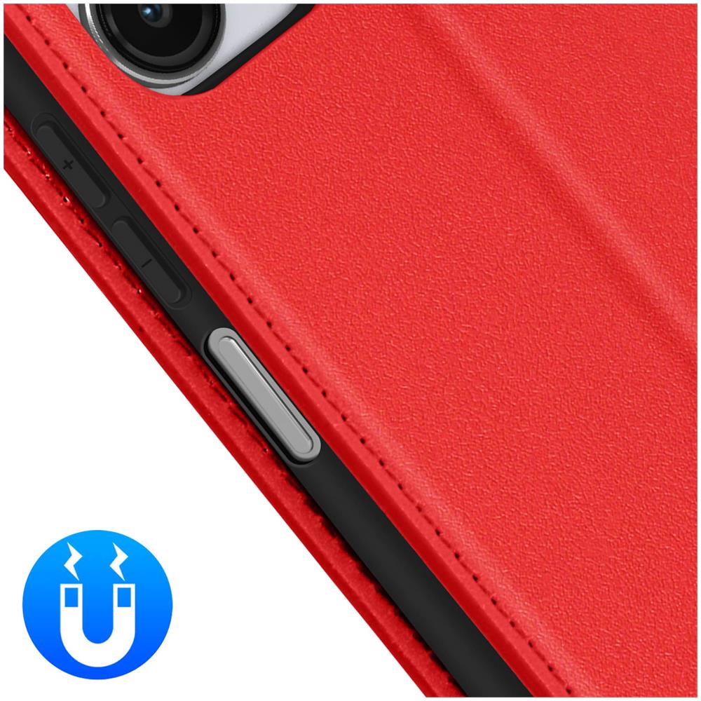 Custodia Per Xiaomi Redmi 12 Portafoglio Funzione Supporto Video Rossa - Foto 4