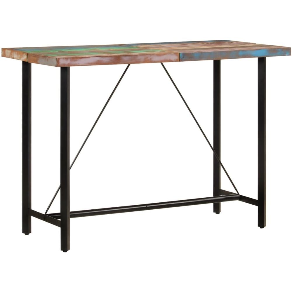 Tavolino Da Bar 150x70x107cm Legno Massello Di Recupero E Ferro - Foto 1