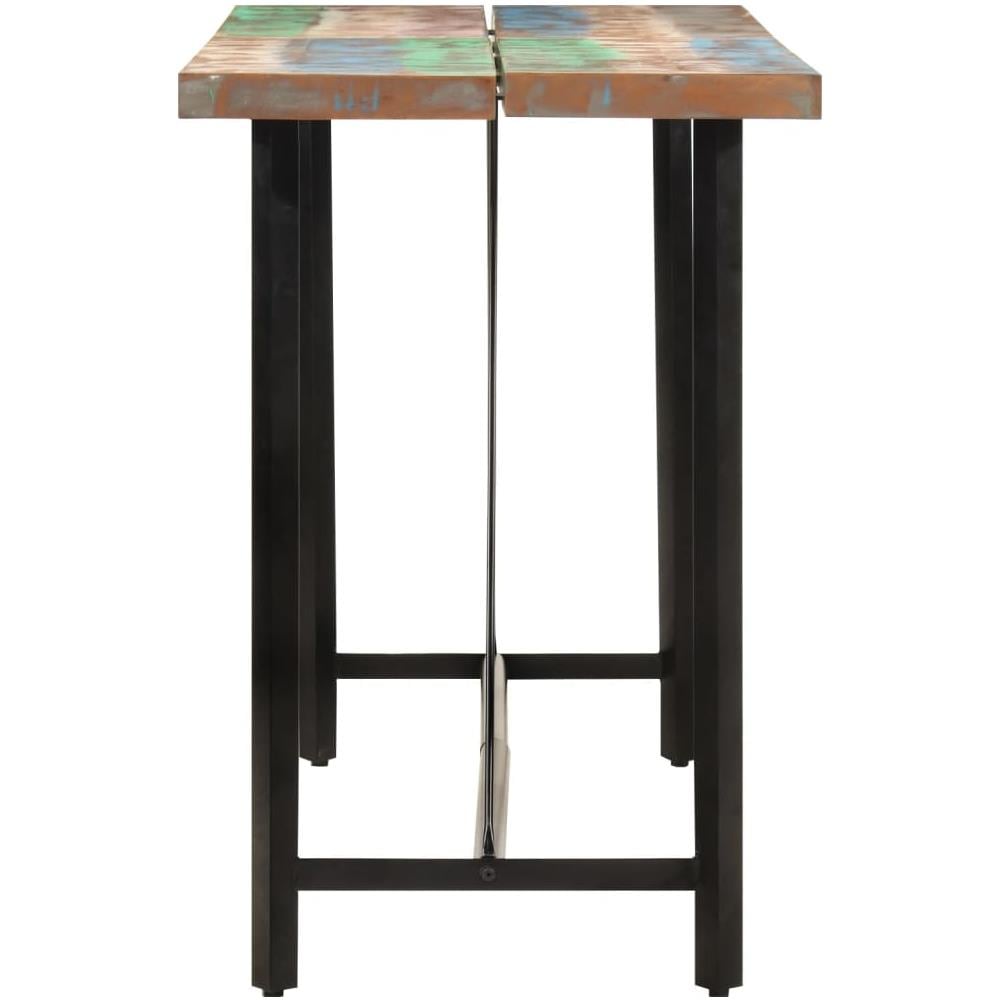Tavolino Da Bar 150x70x107cm Legno Massello Di Recupero E Ferro - Foto 3
