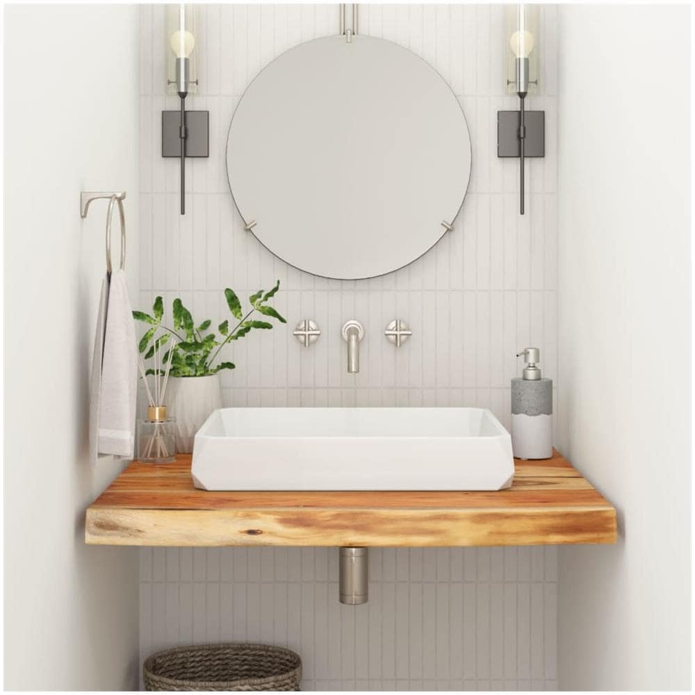 Piano Bagno 80x60x2,5 Cm Rettangolare Legno Massello Di Acacia - Foto 1
