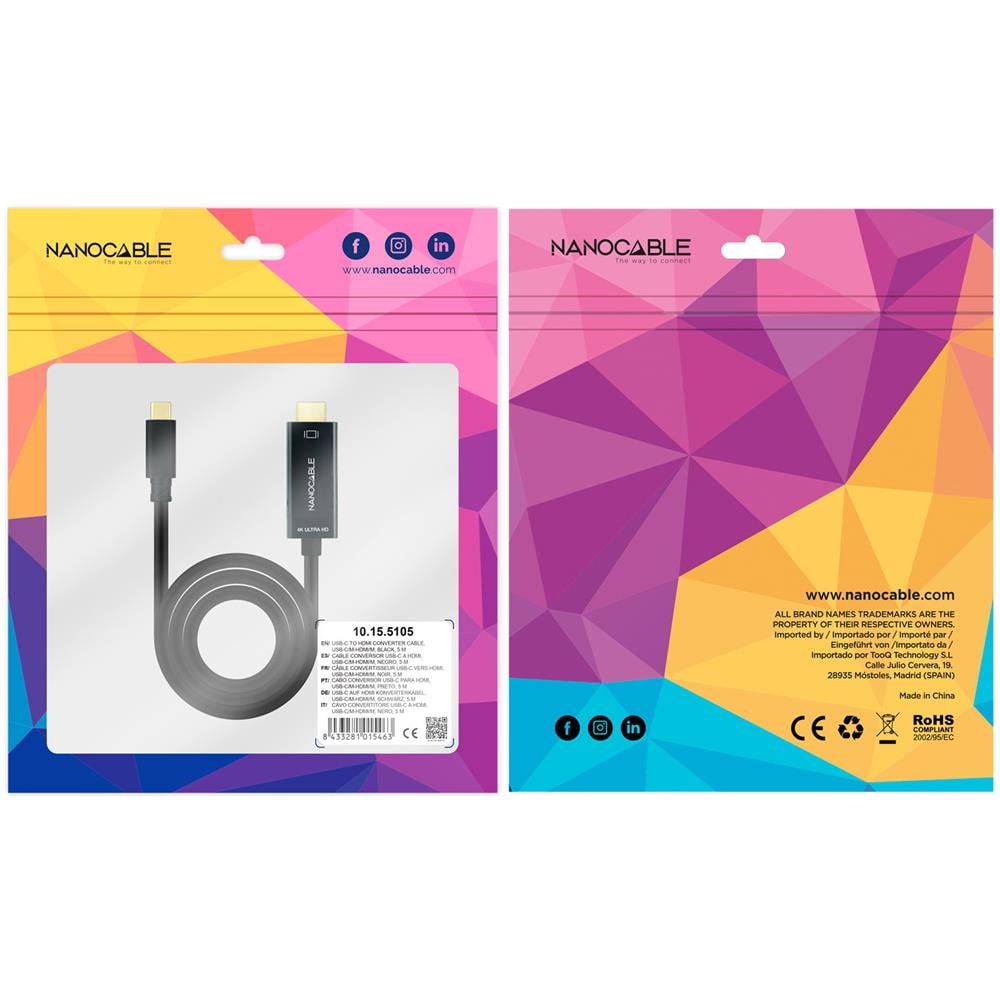 10.15.5105 cavo e adattatore video 5 m USB tipo-C HDMI Nero - Foto 5