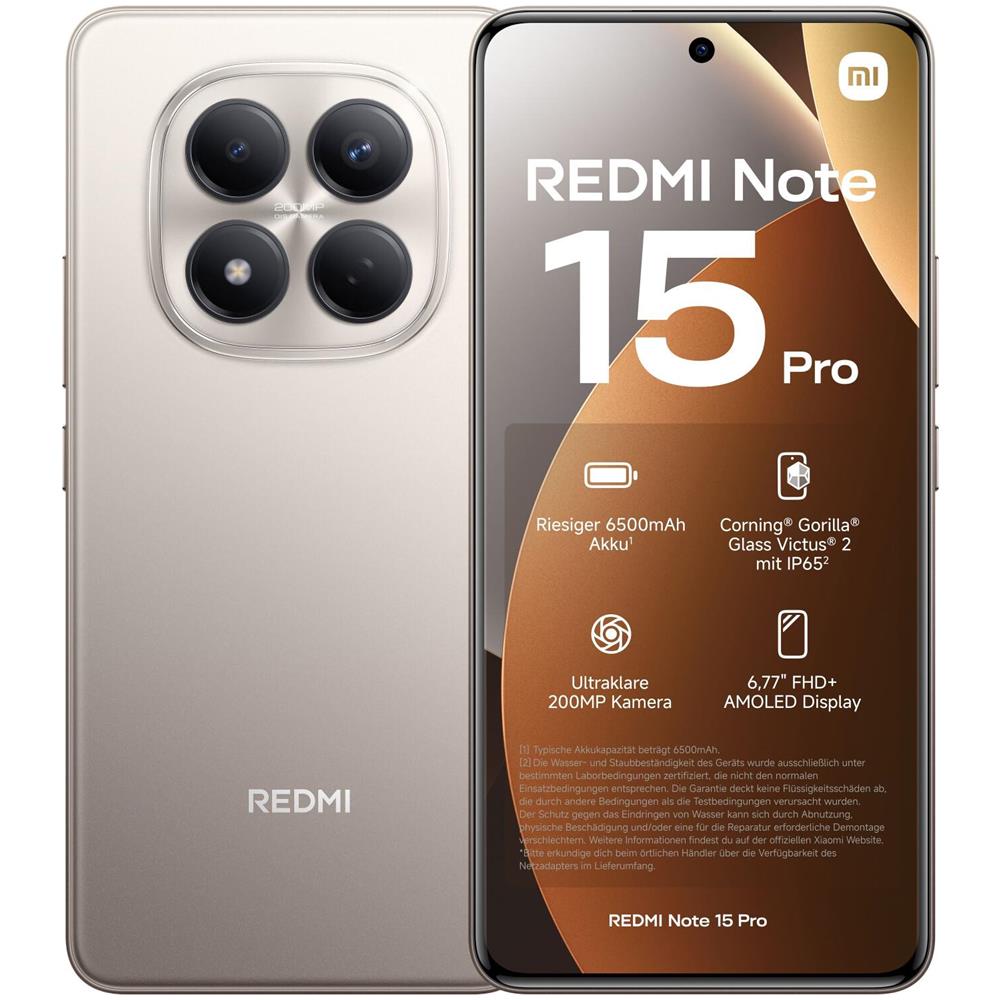 Redmi Note 15 Pro 4G 256GB 8GB Ram Display 6.77" Amoled 120Hz Main Camera 200MP Dual Sim (Sim+Ibrida) MediaTek Helio G200-Ultra 6500mAh Titanium Color - Foto 1