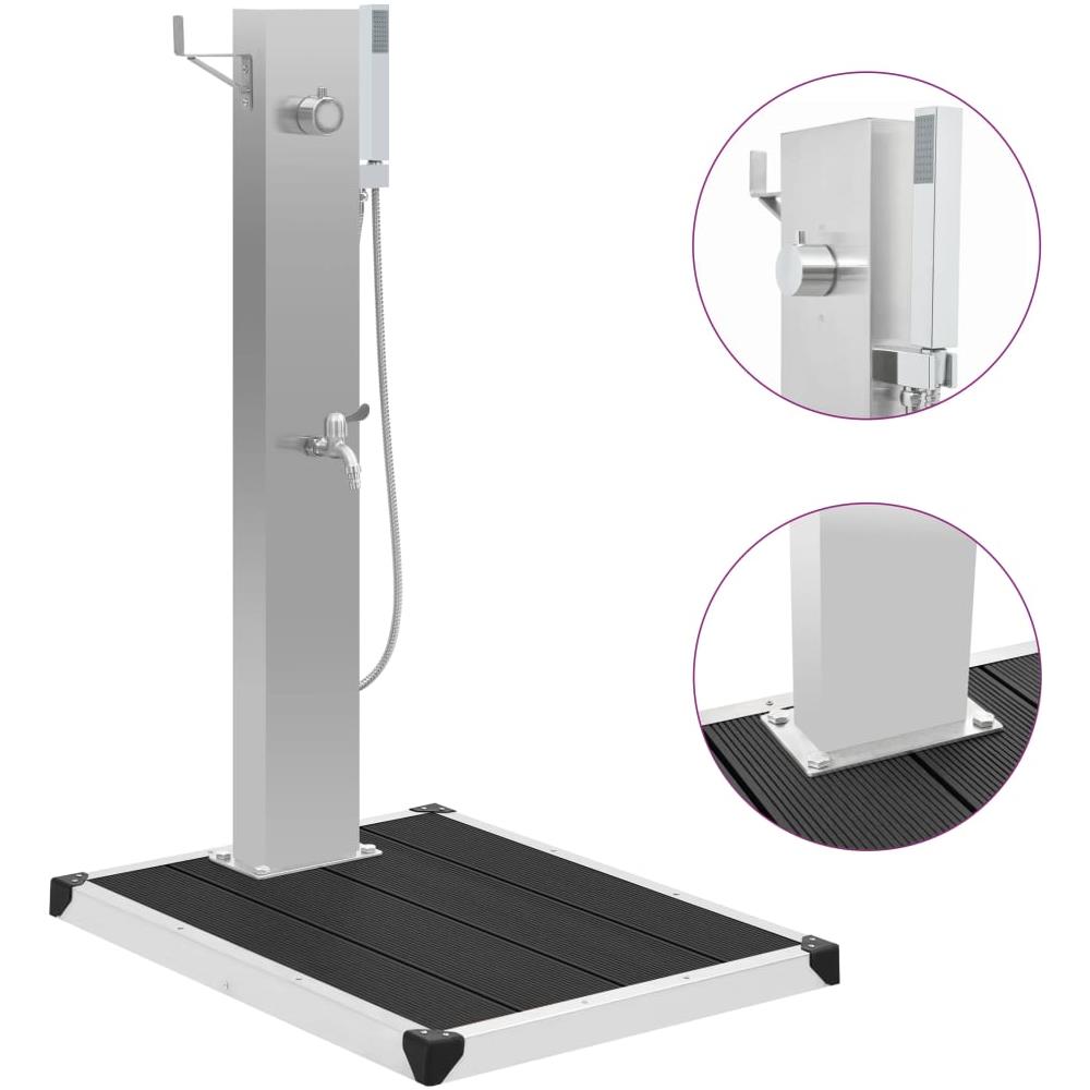 Doccia da Esterno con Piatto in WPC Acciaio Inossidabile - Foto 1