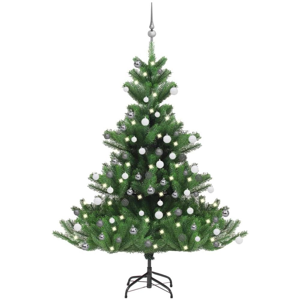 Albero Natale Artificiale Nordmann LED Palline Verde 150 cm - Foto 1