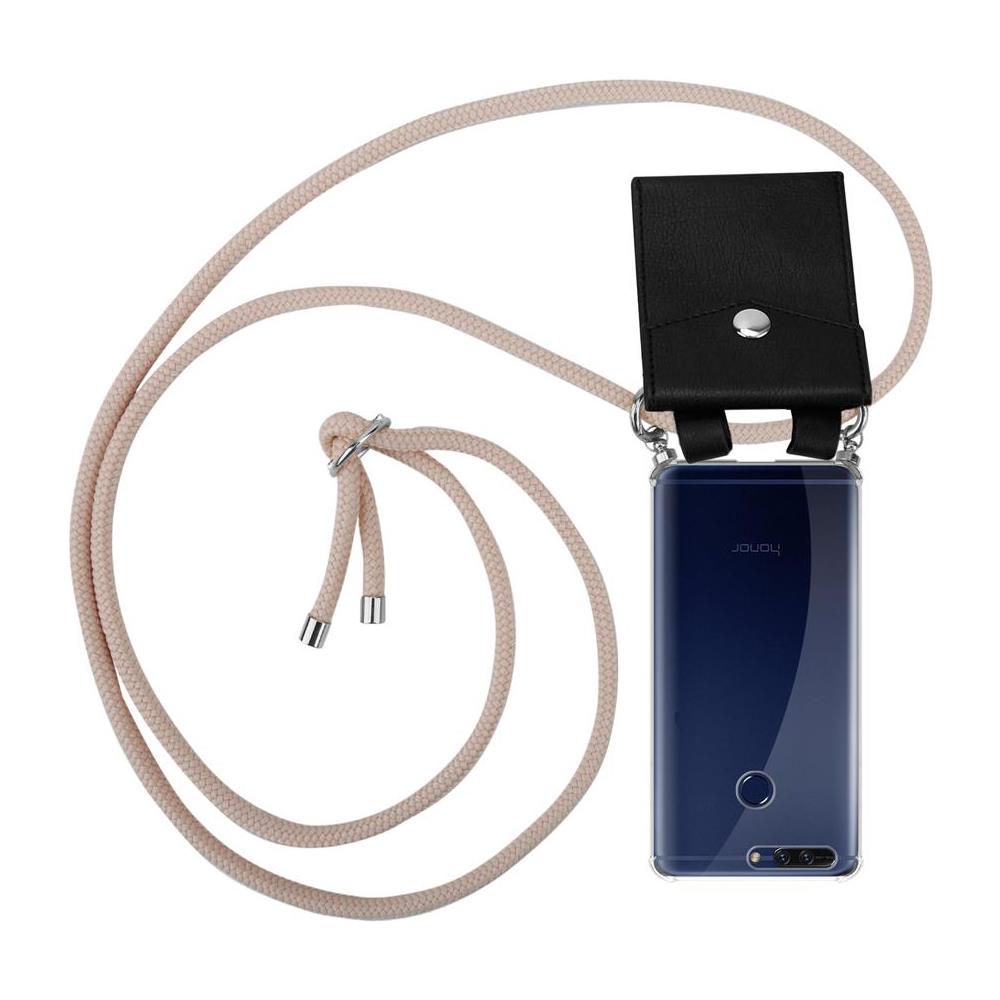 Catena Di Telefoni Cellulari Compatibile Con Honor 8 Pro In Or Rosato A Perla - Coperchio Protettivo In Silicone Con Anelli D'argento, Cinturino In Corda E Custodia Staccabile - Foto 1