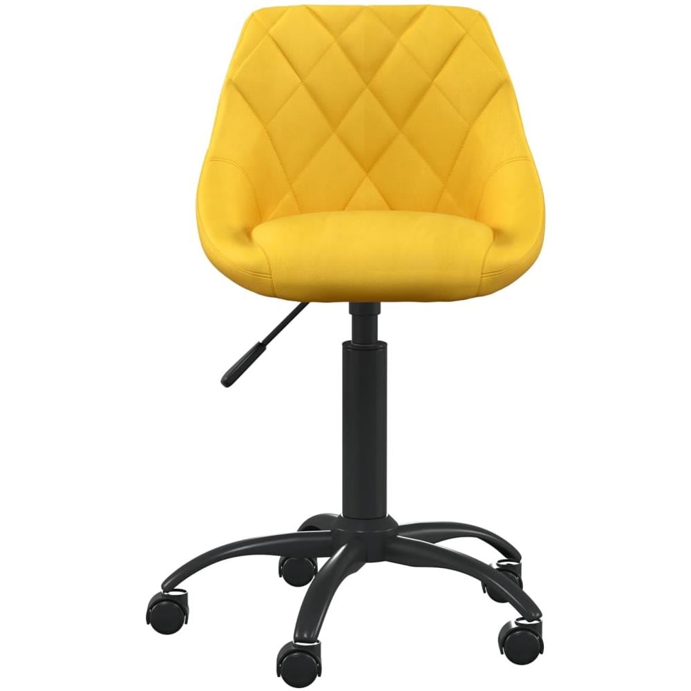Sedia Da Ufficio Giallo Senape In Velluto - Foto 2