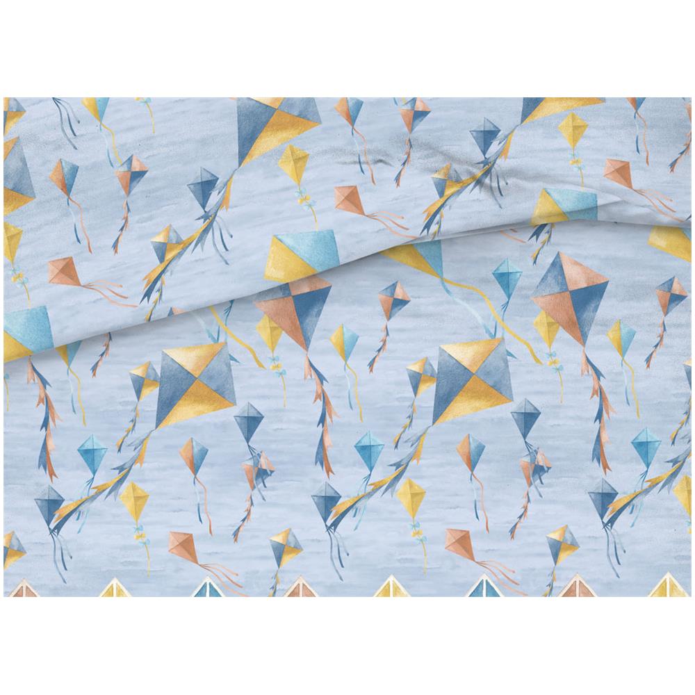 Copriletto Piquet Primavera Estate 100% Cotone Disegno Aquiloni Singolo Azzurro - Foto 2