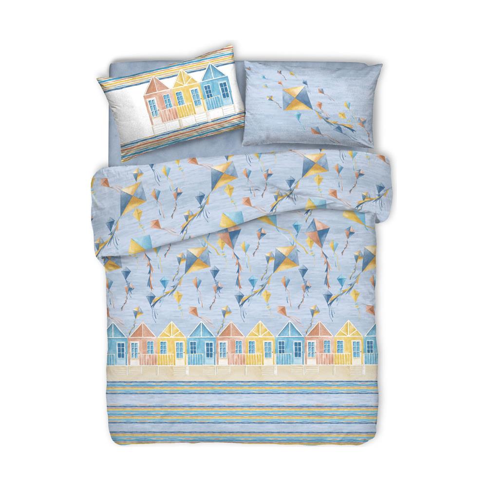 Copriletto Piquet Primavera Estate 100% Cotone Disegno Aquiloni Singolo Azzurro - Foto 1