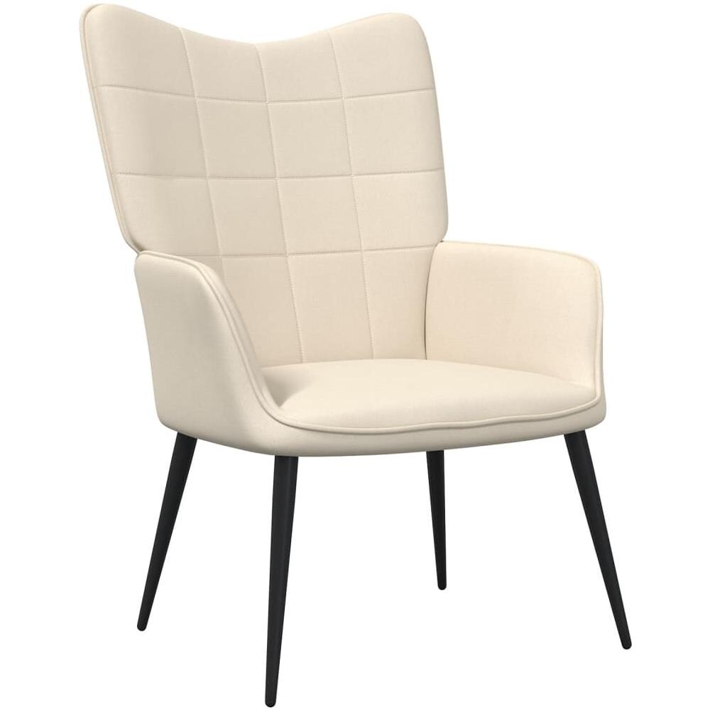 Sedia Relax con Sgabello Crema in Tessuto - Foto 2