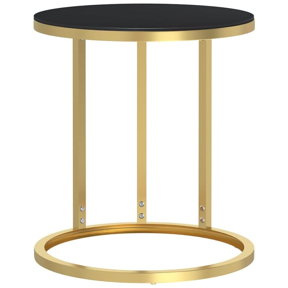 Tavolino Oro E Nero 45 Cm In Vetro Temperato - Foto 2