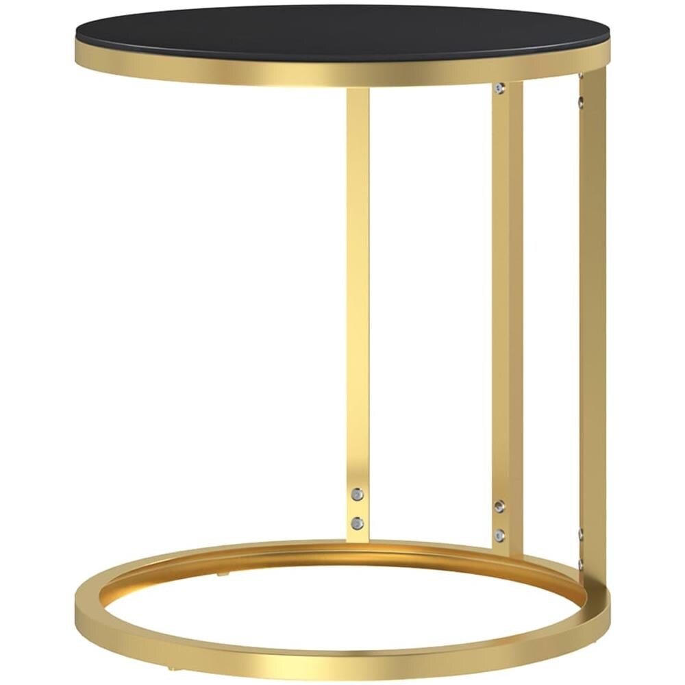 Tavolino Oro E Nero 45 Cm In Vetro Temperato - Foto 3