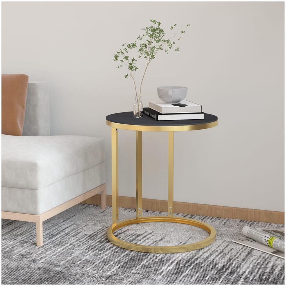 Tavolino Oro E Nero 45 Cm In Vetro Temperato - Foto 1