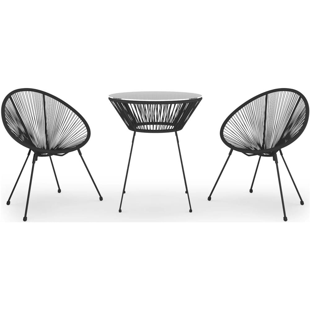 Set Da Pranzo Per Giardino 3 Pz Nero - Foto 1