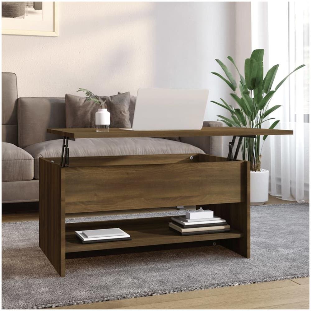 Tavolino Da Salotto Rovere Marrone 80x50x40cm Legno Multistrato - Foto 1