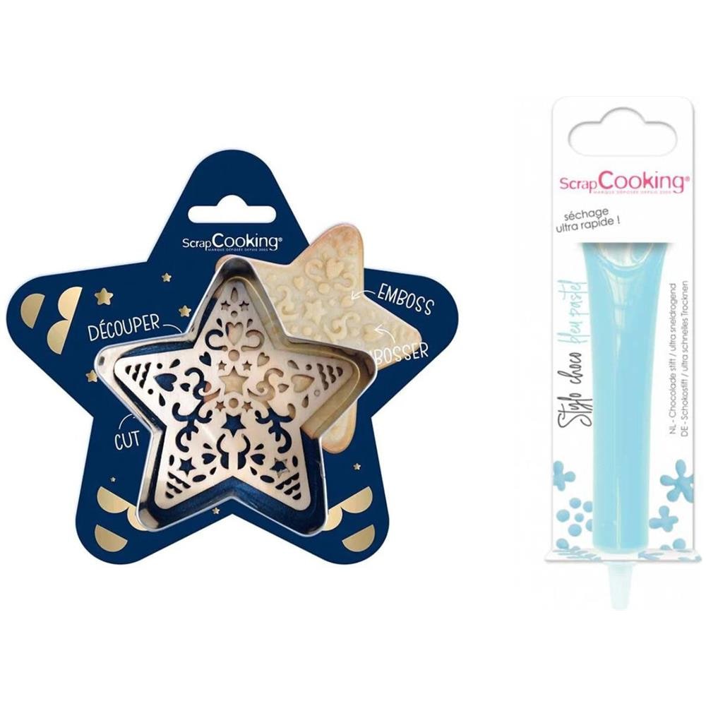 Kit Biscotti Star Relief + Penna Al Cioccolato Blu Pastello - Foto 1