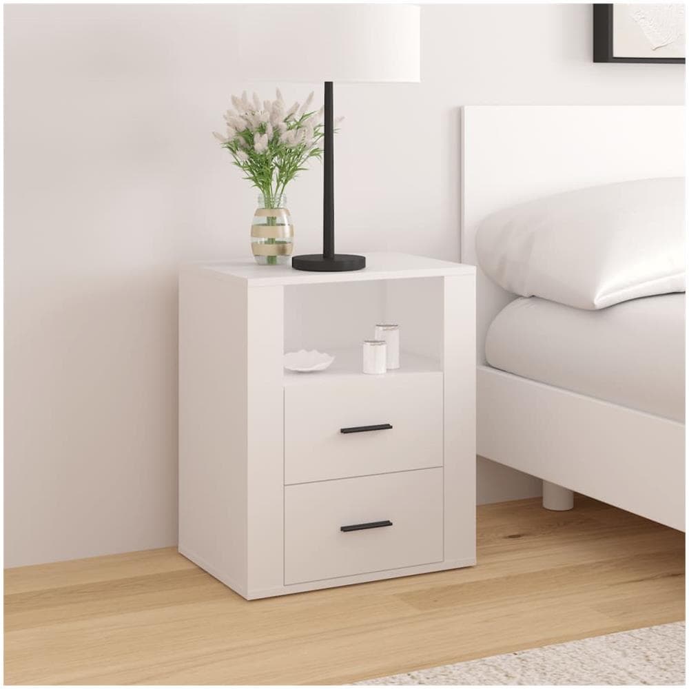 Comodino Bianco 50x36x60 Cm In Legno Ingegnerizzato - Foto 1