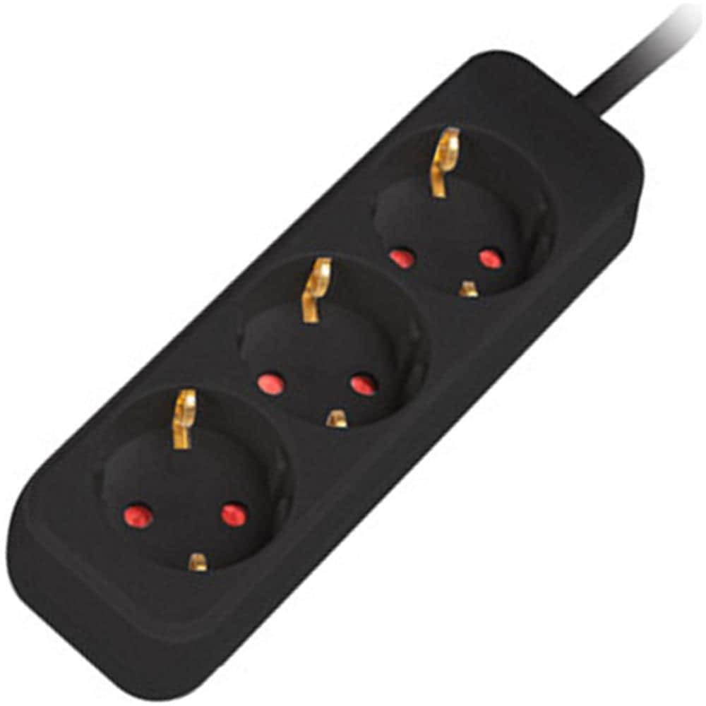 Ciabatta Con 3 Spine Schuko Di, Colore Nero, 1,5 M - Foto 1