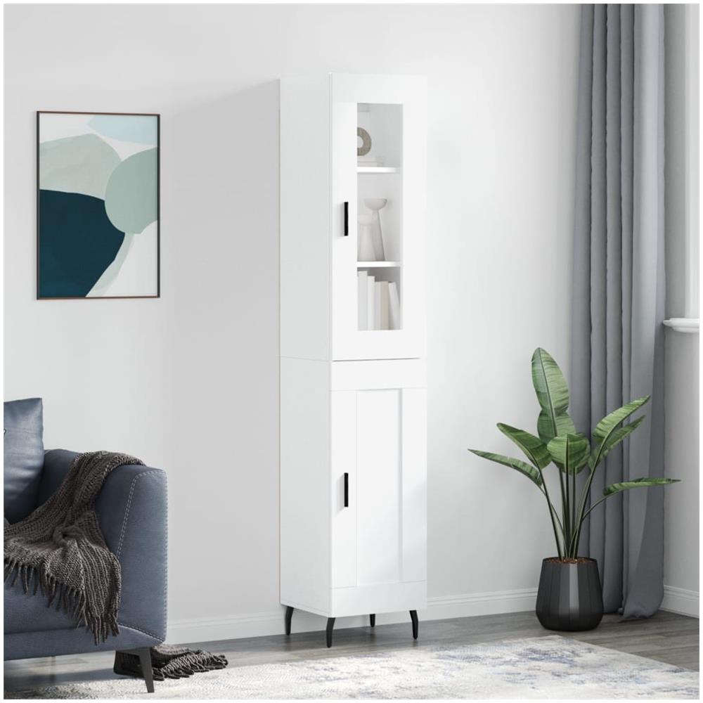 Credenza Bianca 34,5x34x180 Cm In Legno Multistrato - Foto 1