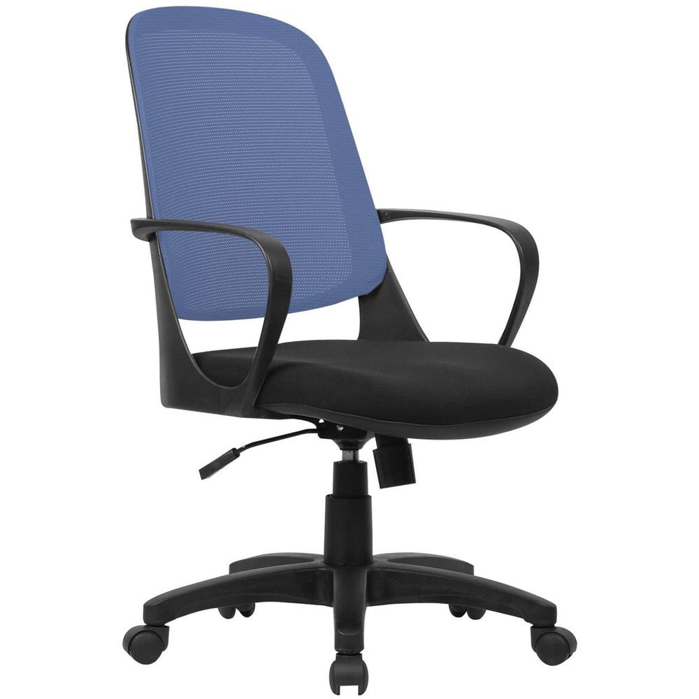 Sedia Da Ufficio Coffs, Poltrona Operativa A Rete Con Braccioli, Seduta Ergonomica Da Ufficio, 61x60h99/108 Cm, Nero E Blu - Foto 1