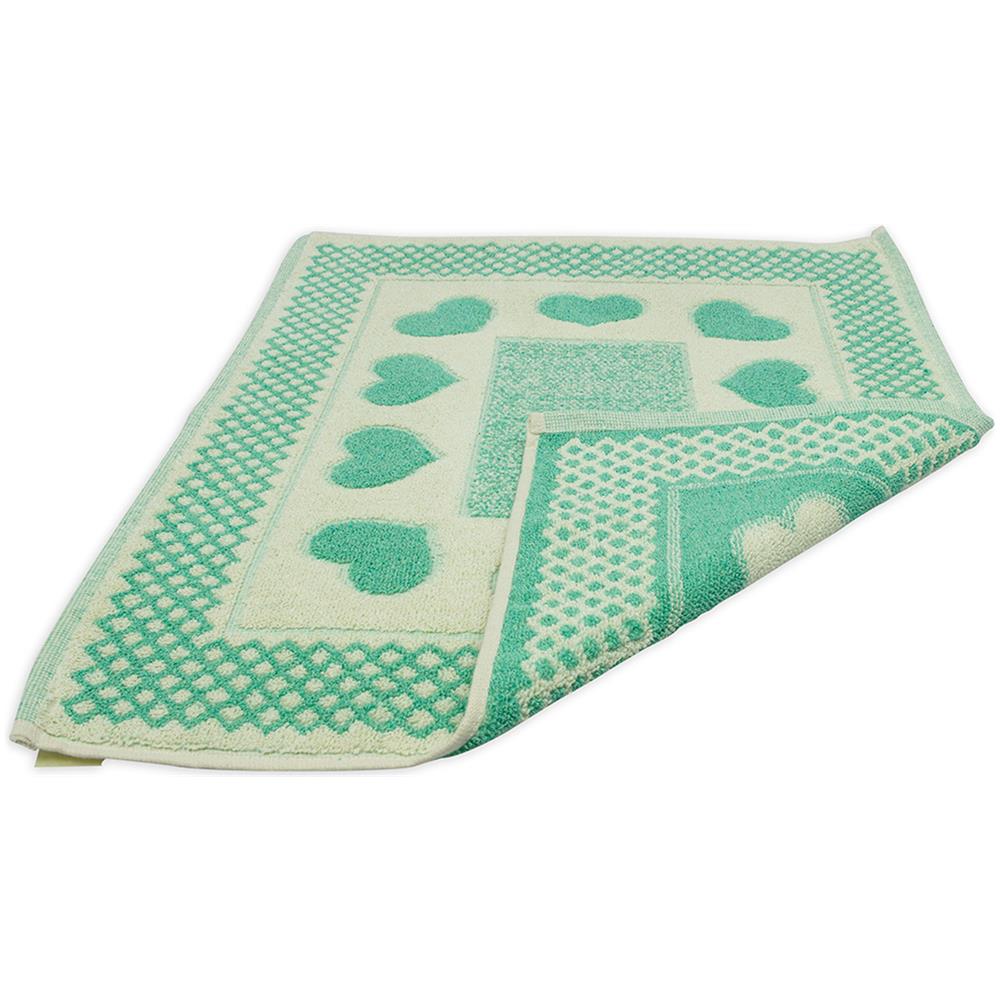Tappeto Bagno Doccia Spugna Tappetino Assorbente Cotone Pelo Corto Mod. Love O.b 45x60 Verde Acqua - Foto 2