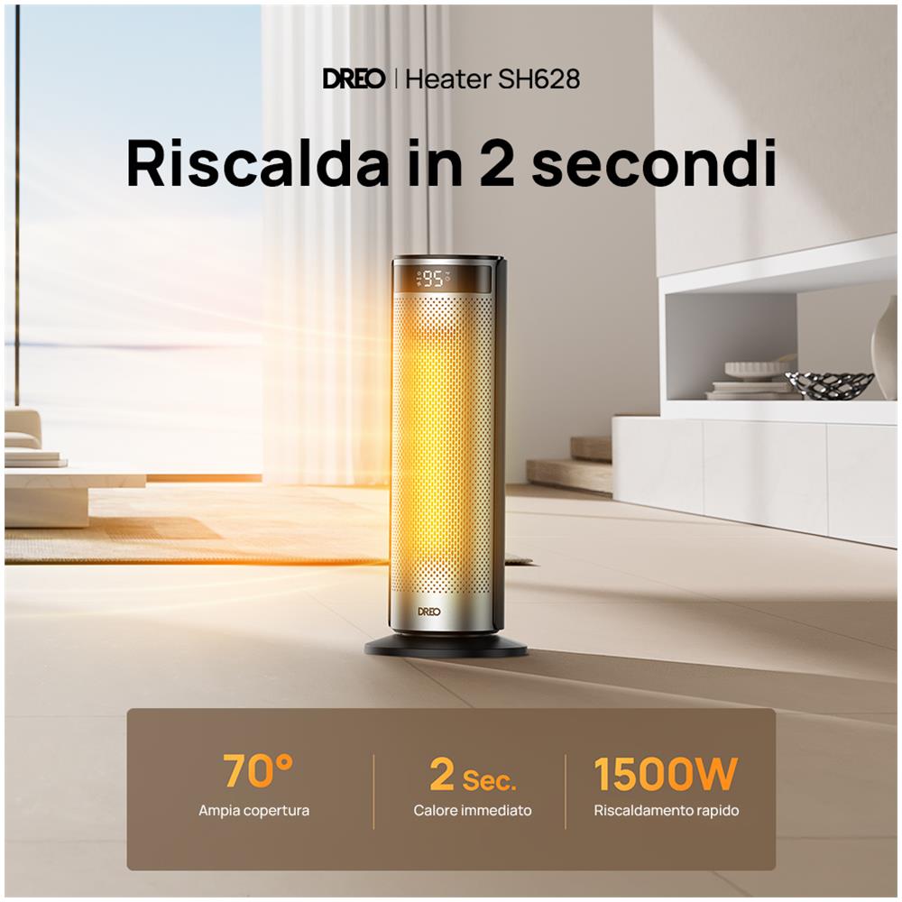 Dreo Termoventilatore Ceramico Solaris SH628, 2000W, Riscaldatore Elettrico Rapido - Foto 8