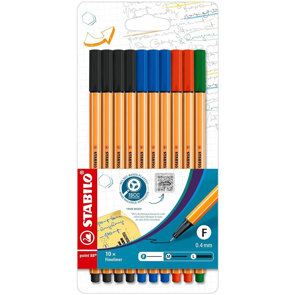 point 88 - Fineliner - Astuccio da 10 - Office Edition - Nero /Blu /Rosso /Verde - Foto 1
