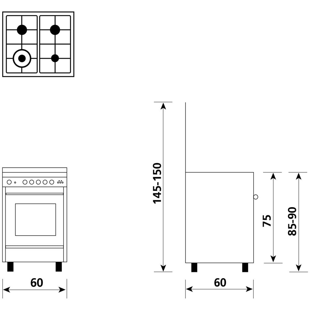 Cucina a Gas U664VI 4 Fuochi Dimensione 60 x 60 cm Colore Inox - Foto 3