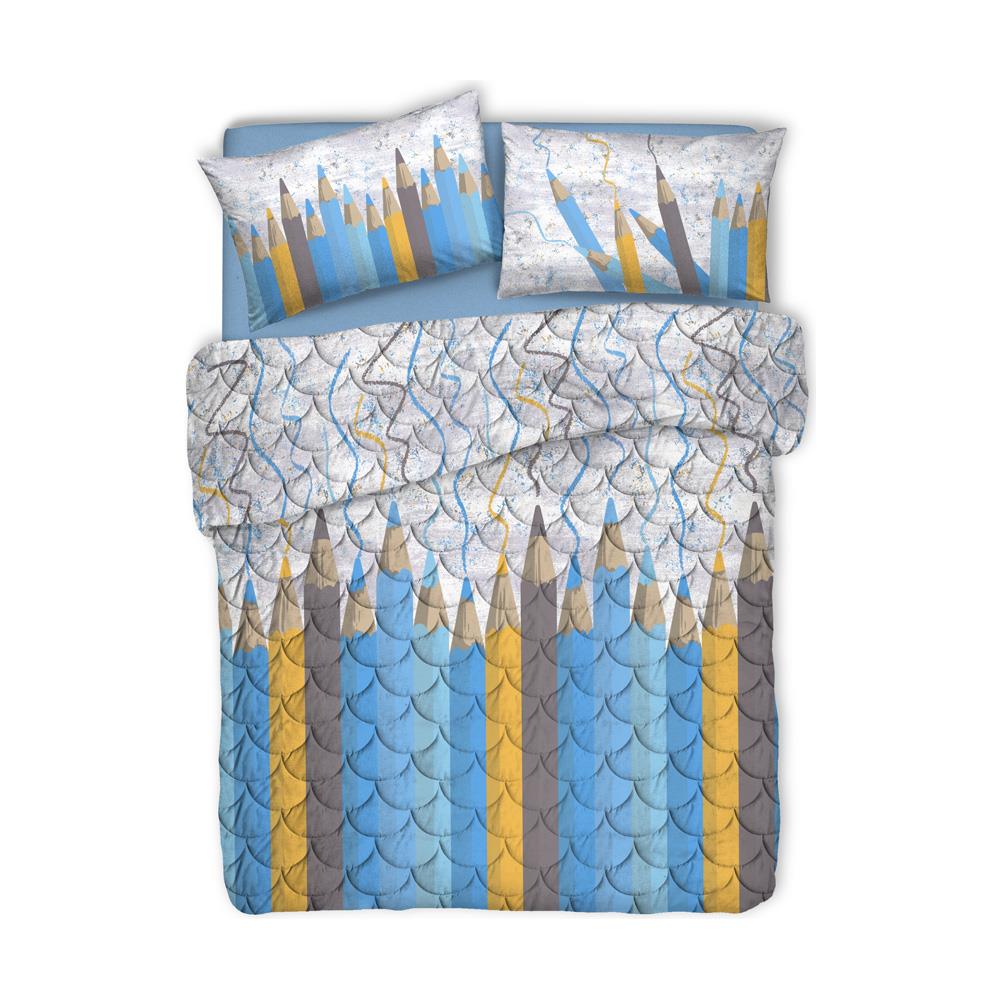 Trapuntino Estivo Disegno Matitoni Colore Azzurro Singolo Azzurro - Foto 1