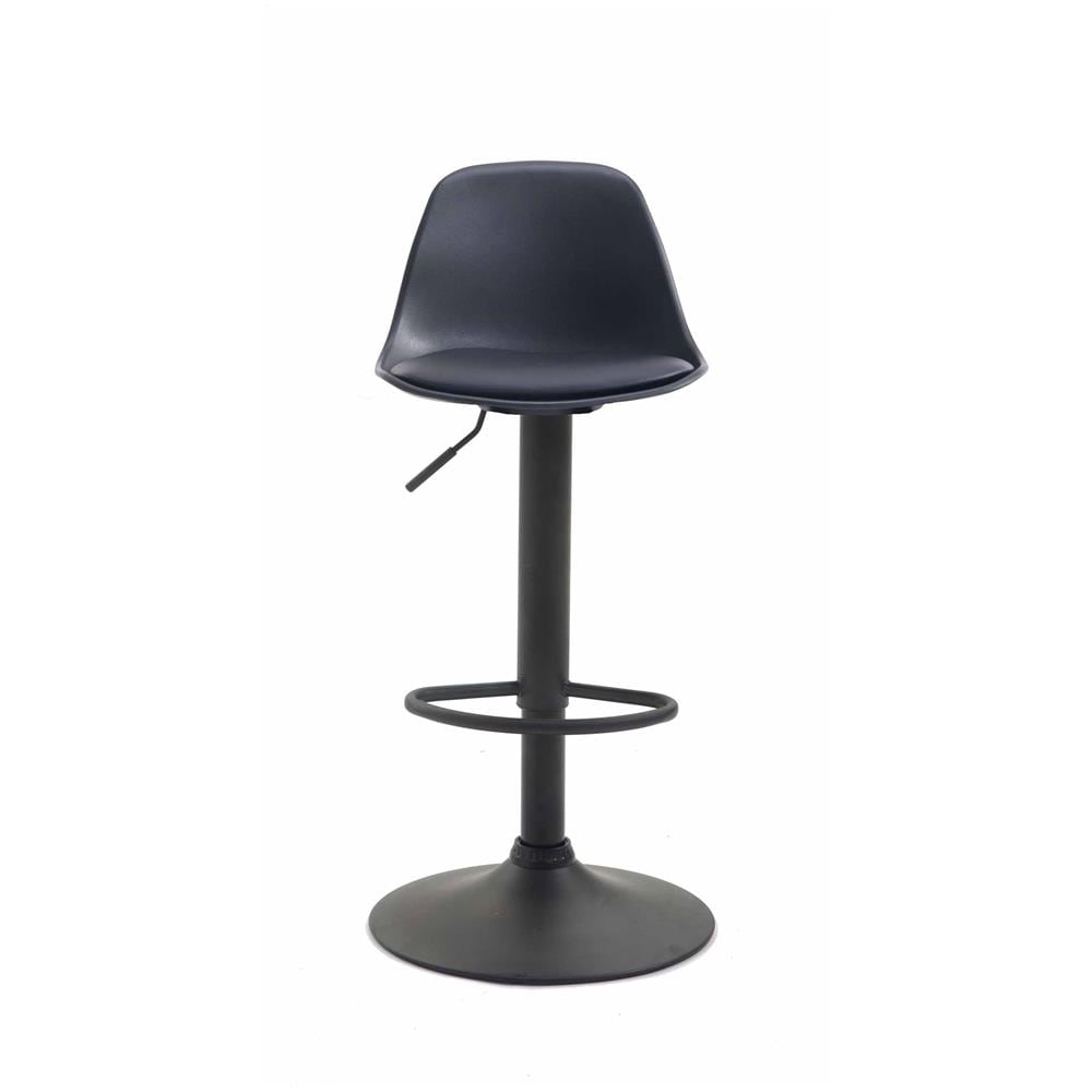 Sgabello Design Kiel in Polipropilene e Similpelle - Sgabello Cucina Girevole e Regolabile - Sgabello da Bar Imbottito e con Poggiapiedi Nero Nero - Foto 2