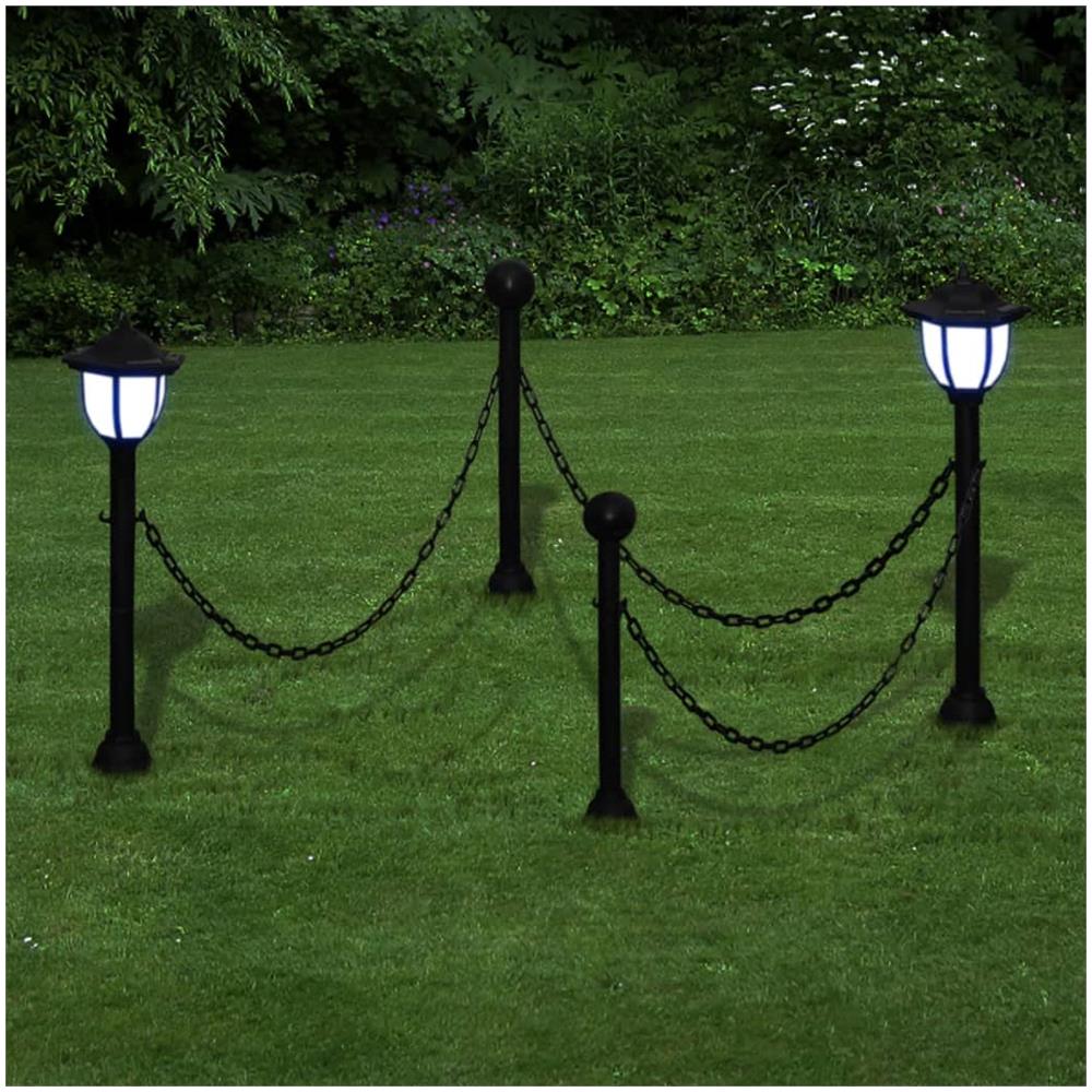 Lampioncini Solari 4 pz con Catena di Recinzione e Paletti - Foto 2
