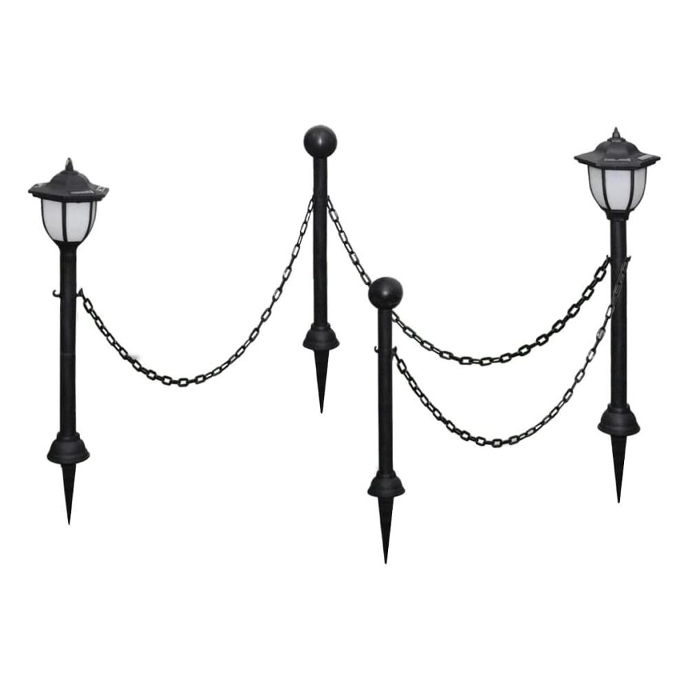 Lampioncini Solari 4 pz con Catena di Recinzione e Paletti - Foto 3