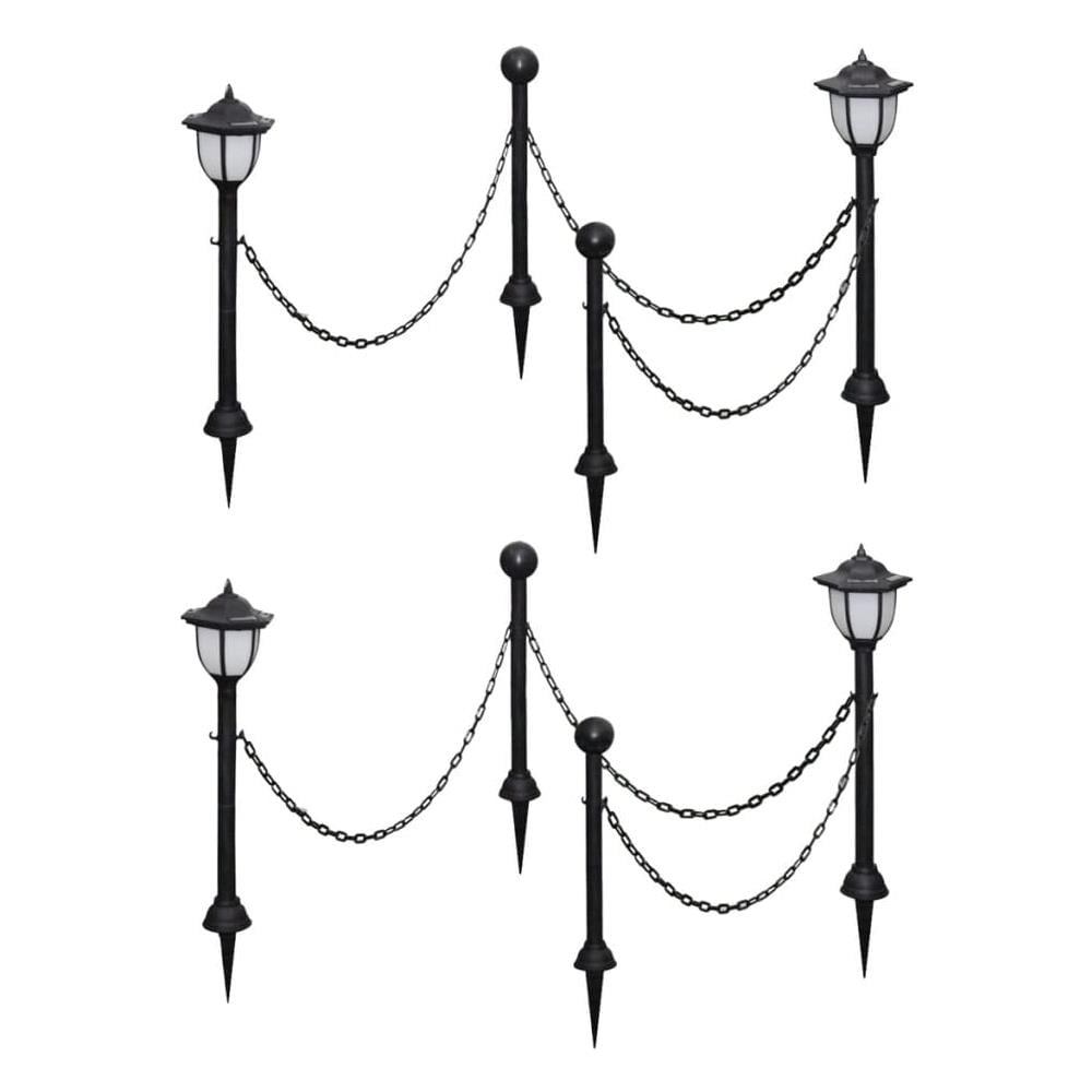 Lampioncini Solari 4 pz con Catena di Recinzione e Paletti - Foto 1