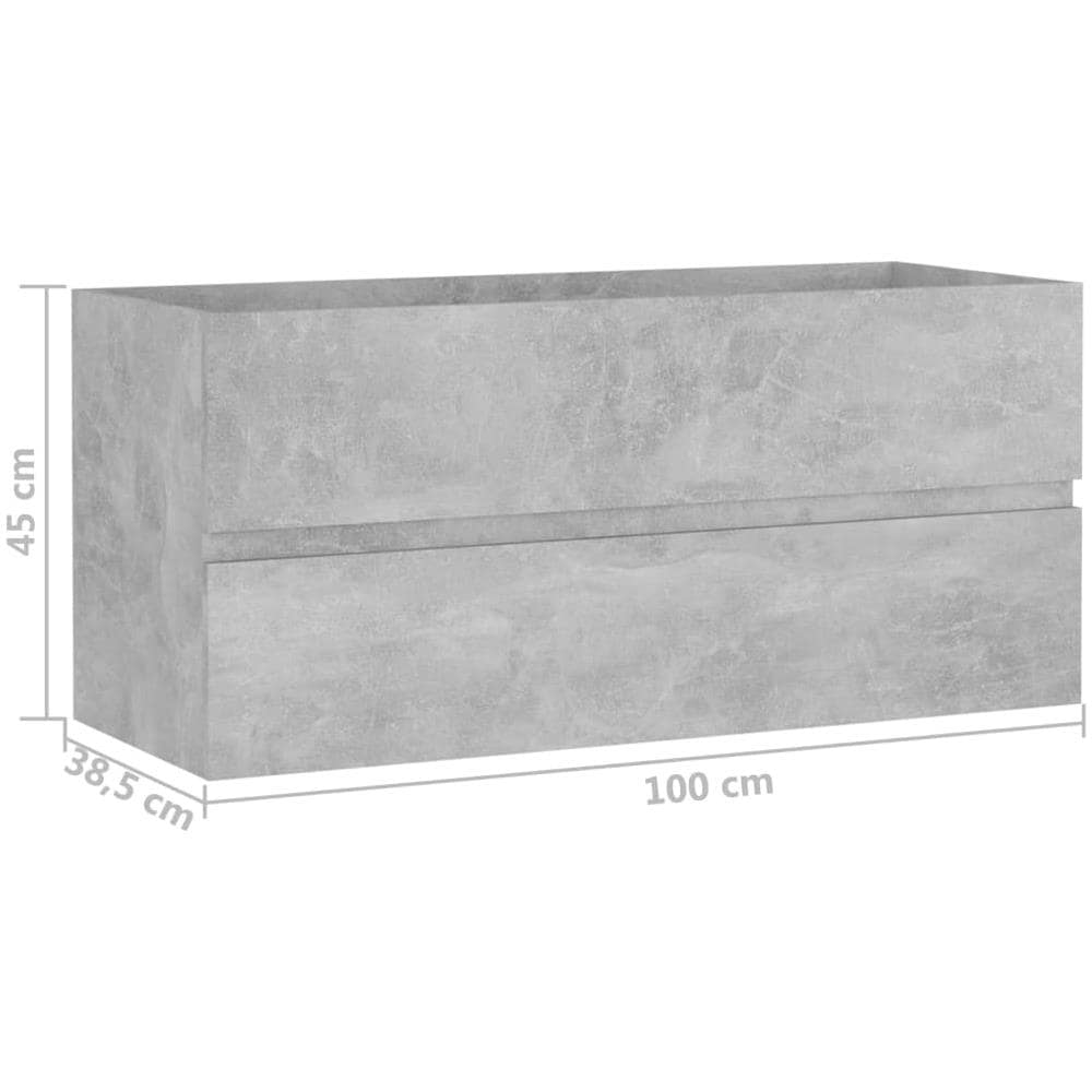 Mobile Lavabo Grigio Cemento 100x38,5x45cm in Legno Multistrato - Foto 1