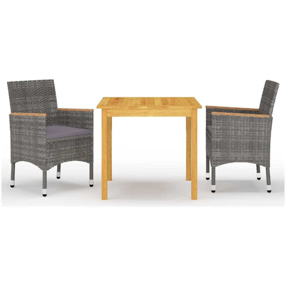 Set Mobili Da Pranzo Per Giardino 3 Pz Grigio - Foto 1