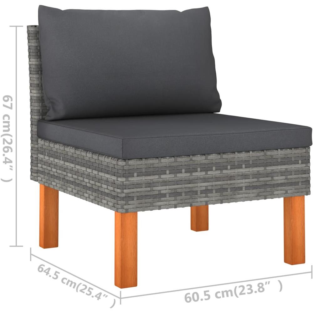 Divano Da Giardino A 3 Posti Con Cuscini Grigio In Polyrattan - Foto 2